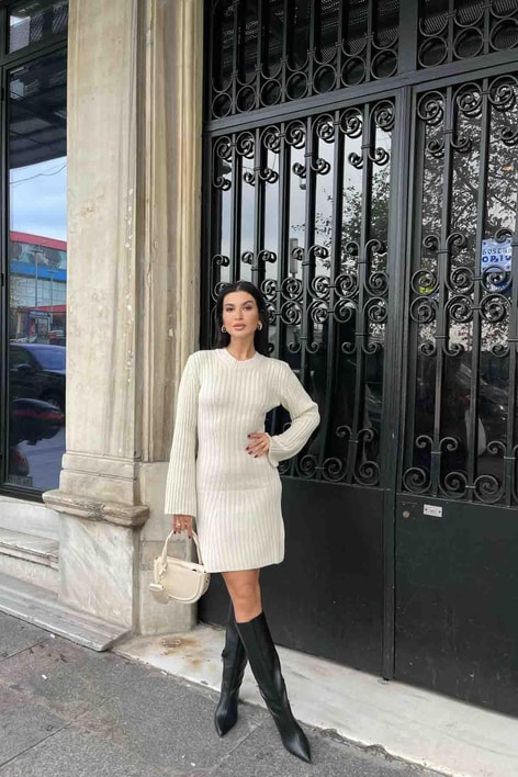 Knıtwear Triko Elbise Taş