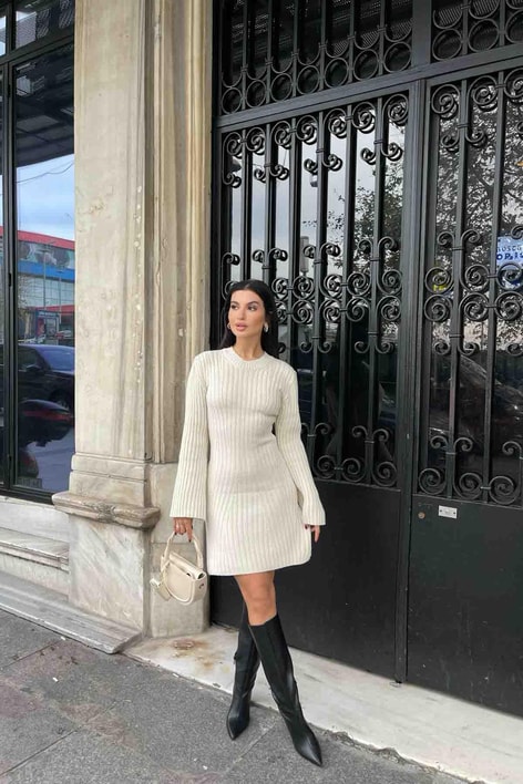 Knıtwear Triko Elbise Taş