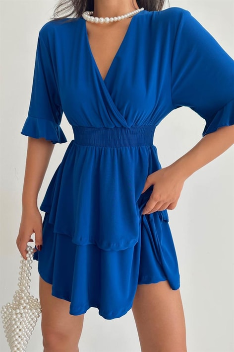 Kruvaze Bel Gipeli Ella Elbise Saks Mavisi