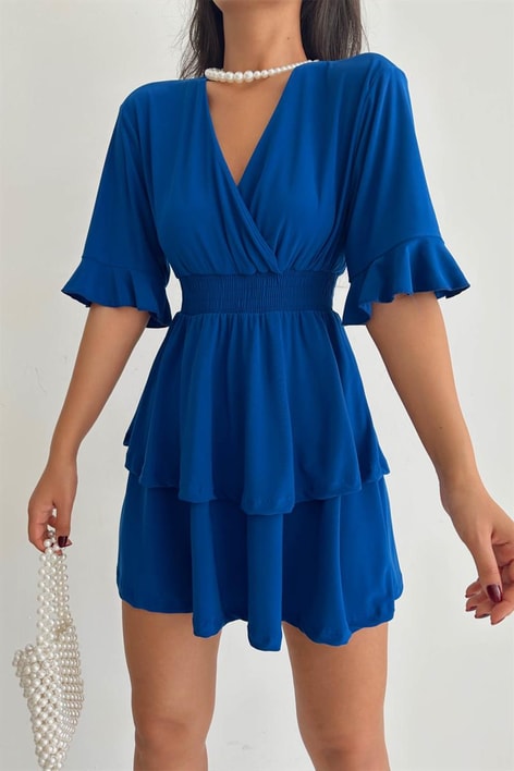 Kruvaze Bel Gipeli Ella Elbise Saks Mavisi