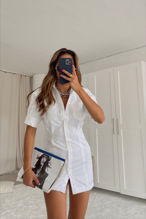 Gabardin Elbise Beyaz