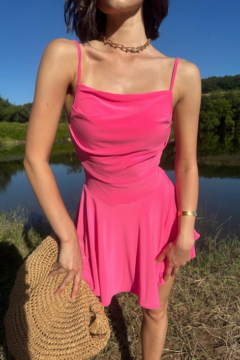 Mini Kloş Elbise Pembe