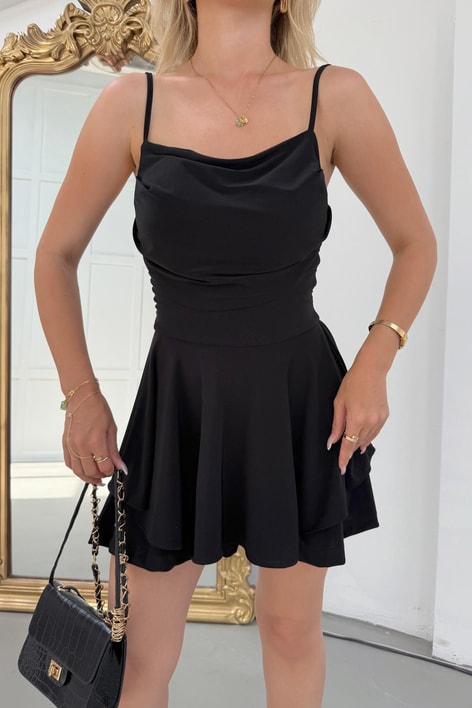 Mini Kloş Elbise Siyah