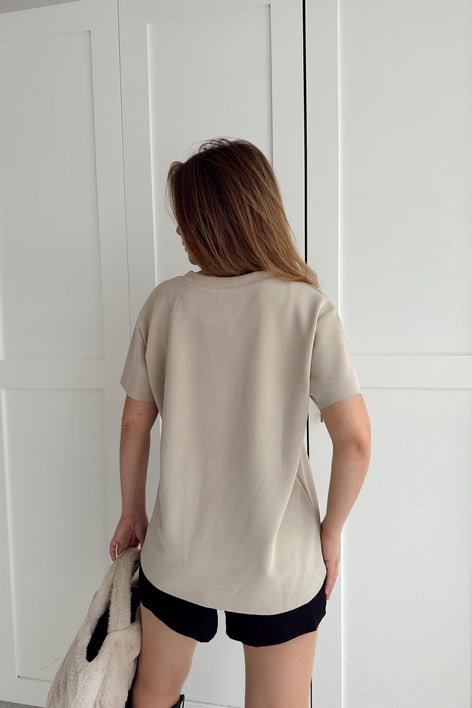 Modal Lazer Kesim Tshirt Bej