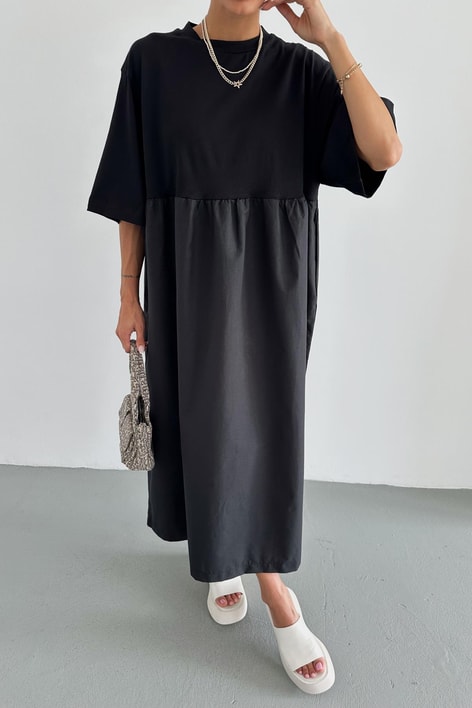 Oversize Kloş Elbise Siyah