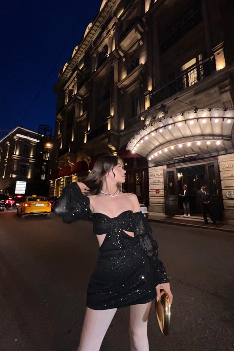 Payet Premium Elbise Siyah