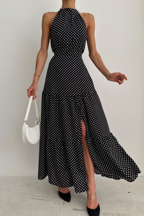 Puantiye Elbise Siyah