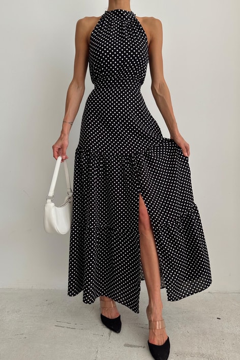 Puantiye Elbise Siyah