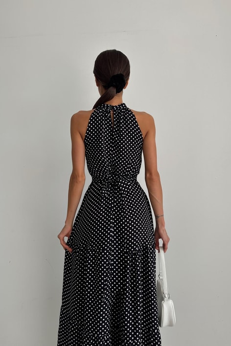 Puantiye Elbise Siyah