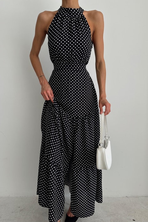 Puantiye Elbise Siyah