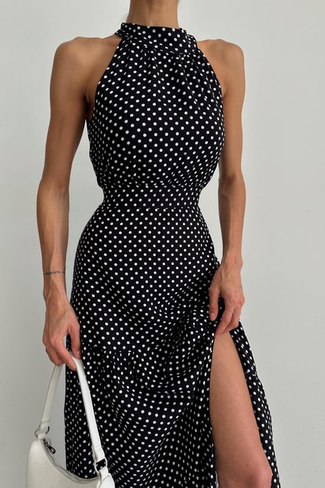 Puantiye Elbise Siyah