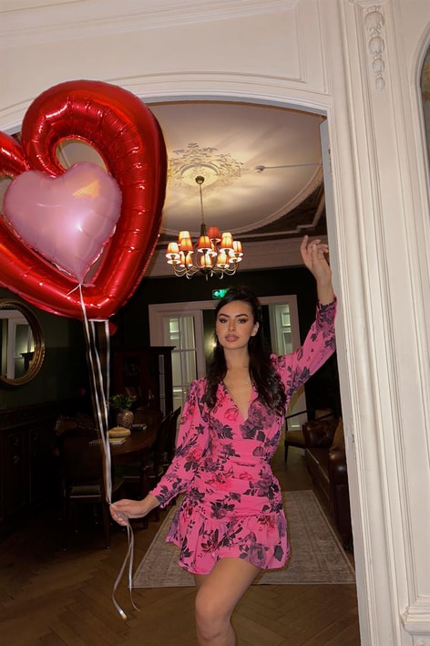 Rose Bürümcük Elbise Fuşya