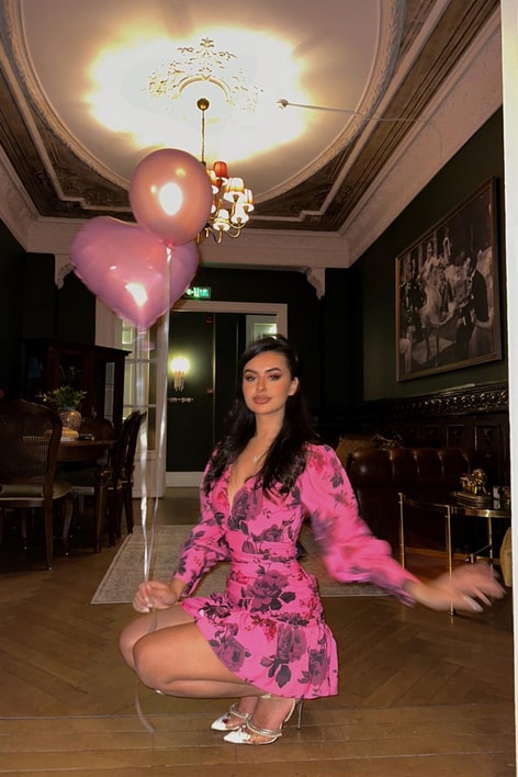 Rose Bürümcük Elbise Fuşya