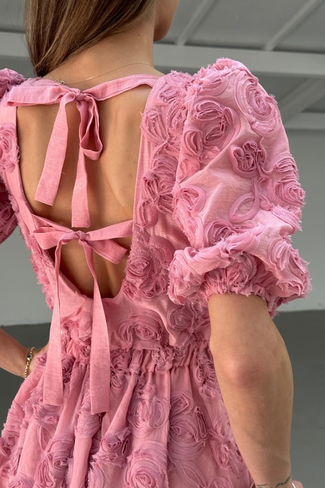 Rose Midi Elbise Pembe
