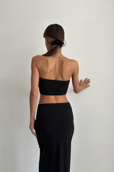 Sandy Dekolteli Elbise Siyah