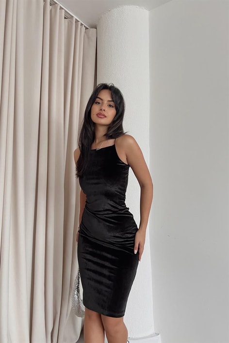 Sırt Dekolteli Eleanor Elbise Siyah