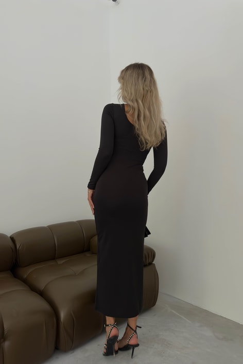 Sırt Detay Maxi Toparlayıcı Elbise Siyah