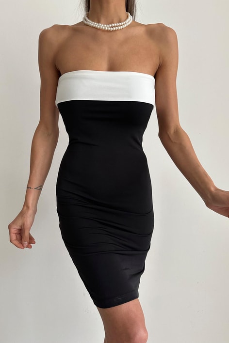 Straplez Sandy Elbise Beyaz