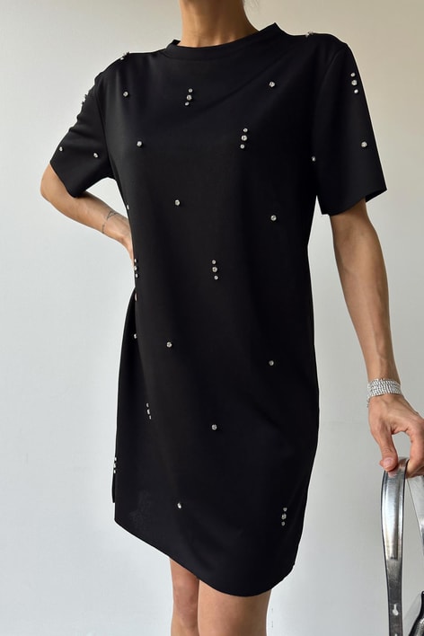 Taşlı Elbise Siyah