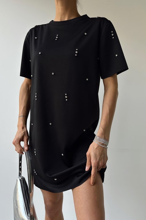 Taşlı Elbise Siyah