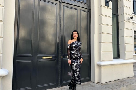 Tek Kol Hologram Deape Elbise Siyah