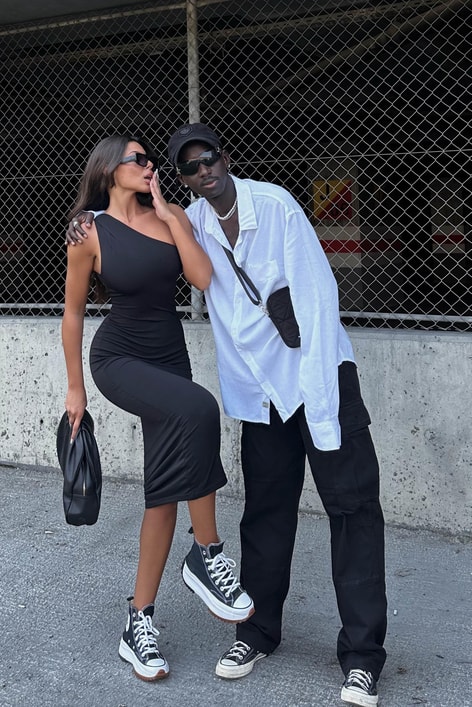 Tek Omuz Violet Elbise Siyah