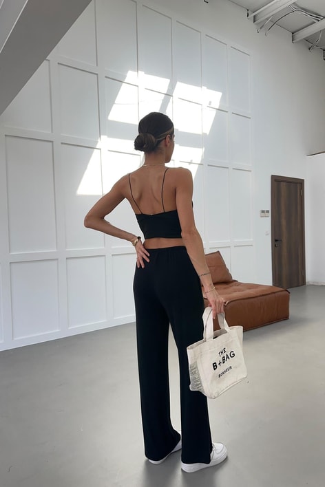 Beli Lastik Fitilli Modal Eşofman Siyah