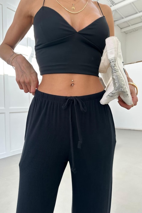 Beli Lastik Fitilli Modal Eşofman Siyah