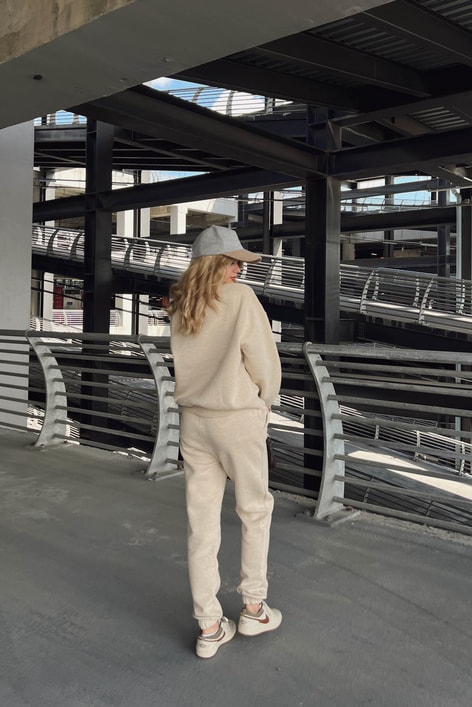 Beli Lastikli Relax Eşofman Altı Bej Melanj