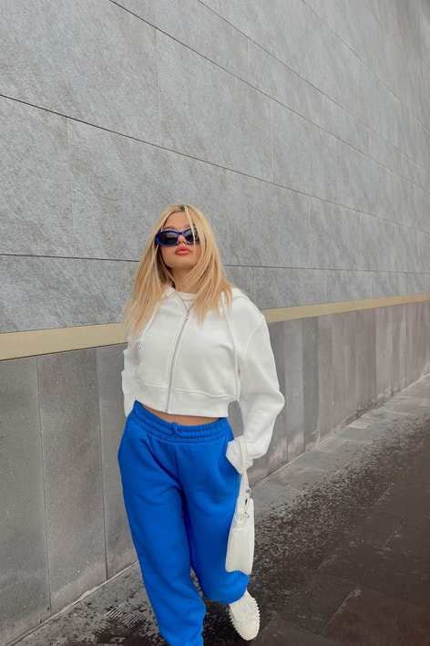 Elastik Belli Jogger Eşofman Altı Saks Mavisi