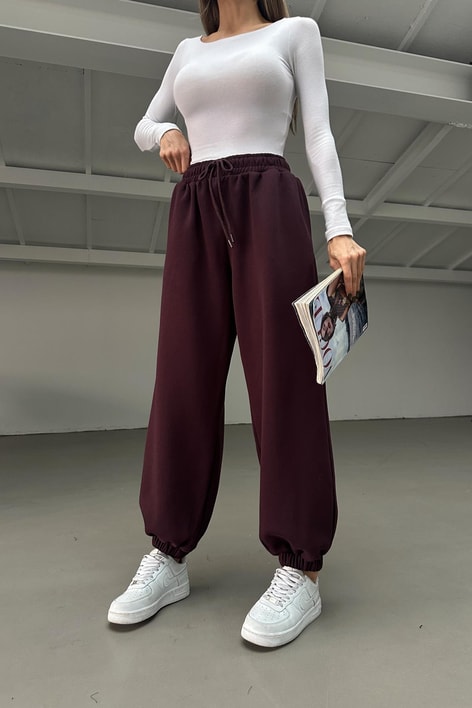 Jogger Şardonlu Eşofman Altı Mürdüm