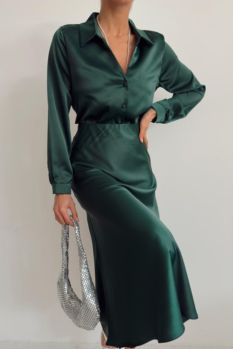 Bilek Boy Saten Etek Zümrüt Yeşili