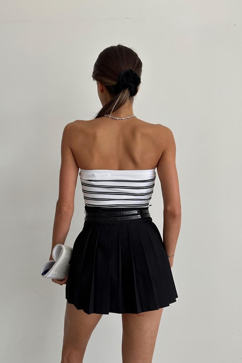 Çift Kemerli Etek Siyah