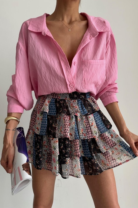 Etnik Desen Kat Etek Çok Renkli