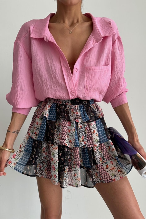 Etnik Desen Kat Etek Çok Renkli