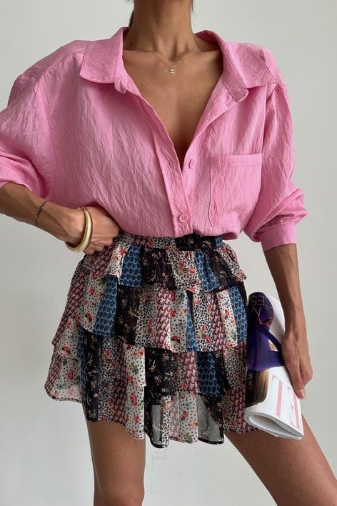 Etnik Desen Kat Etek Çok Renkli