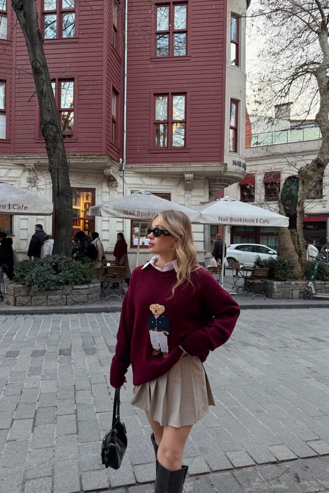 Kareli Pilleli Etek Sarı
