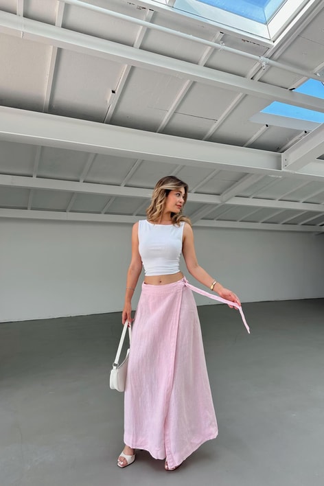 Keten Anvelop Etek Pembe