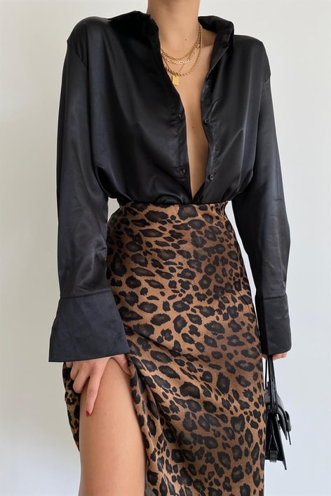 Leopar Desen Etek Kahverengi