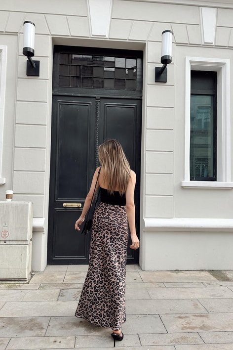 Leopar Saten Etek Kahve