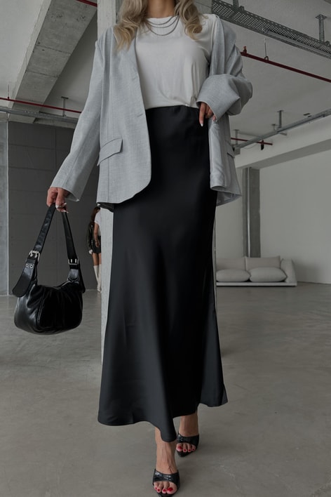 Maxi Saten Etek Siyah