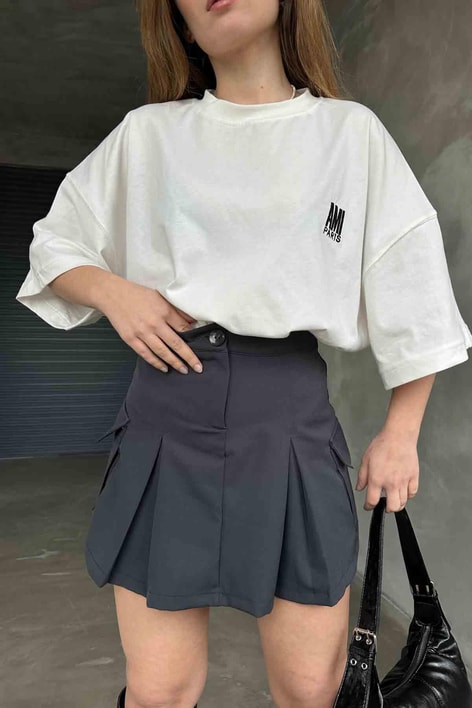 Mini Kargo Şortlu Etek Antrasit