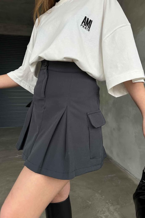 Mini Kargo Şortlu Etek Antrasit
