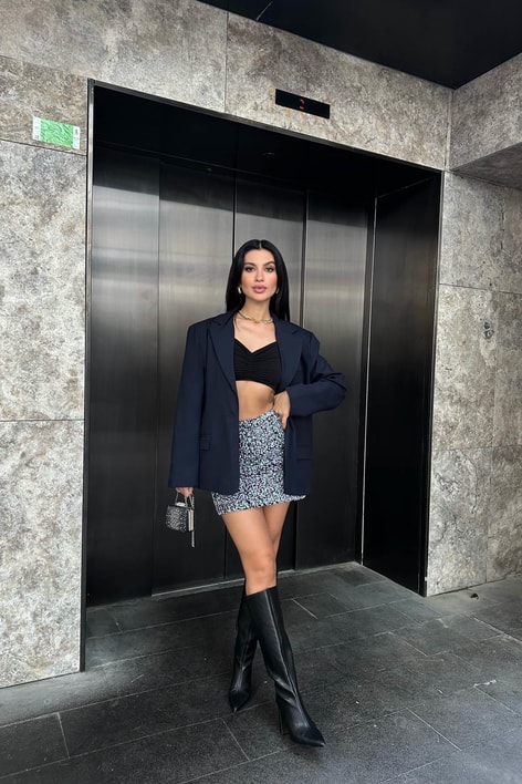 Payetli Mini Etek Lila