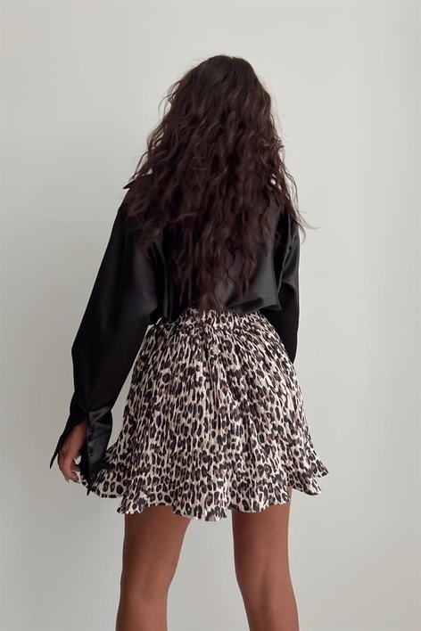 Pileli Leopar Etek Leopar Desen