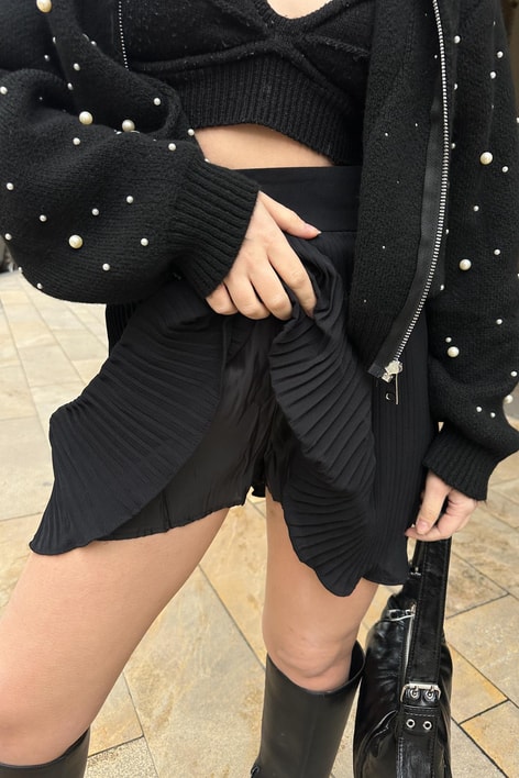 Pilise Şortlu Etek Siyah