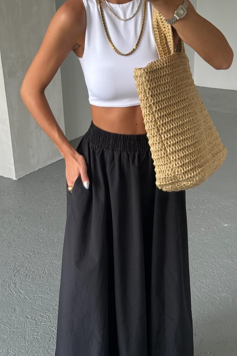 Poplin Street Kloş Etek Siyah