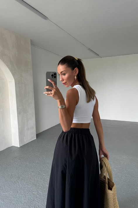 Poplin Street Kloş Etek Siyah