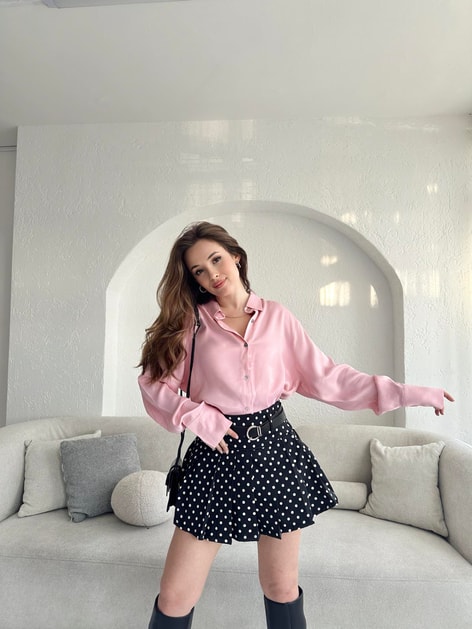 Puantiye Mini Etek Siyah