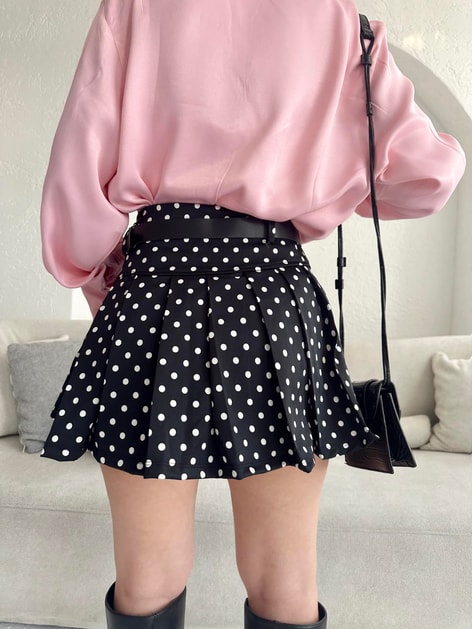 Puantiye Mini Etek Siyah